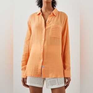 🍑 NWT Rails Ellis Button-Down Shirt Papaya Color Size M Lightweight Blouse